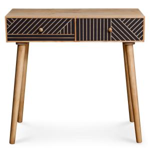 Console 2 tiroirs en bois avec motifs géométriques