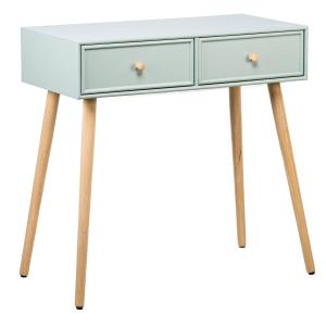 Console 2 tiroirs en bois vert menthe