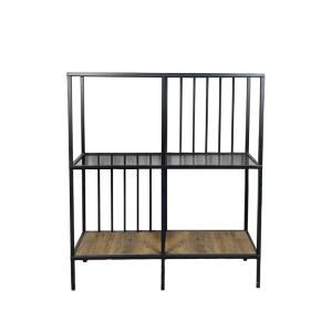 Console 4 niches en Métal et verre fumé H90 cm - Effet Pin…