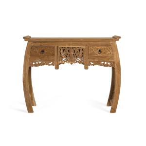 Console à deux tiroirs en teck massif 100 cm