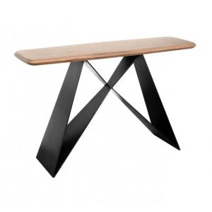 Console acacia massif avec pieds métal noir forme papillon
