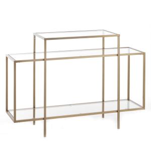 Console acier finition or plateau verre H84 L118 P38