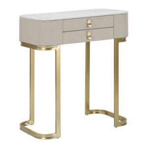Console avec 2 tiroirs en bois et tissu beige cm 70x40x80