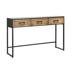 Console avec 3 tiroirs en bois et métal marron et noir 120x…