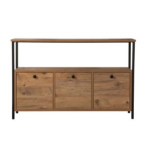 Console avec rangements bois et métal noir 120x77cm