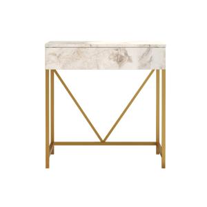 Console avec tiroir et miroir blanc et doré