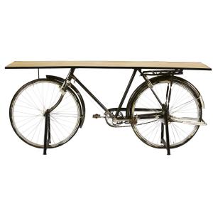 Console bicyclette industrielle en bois de manguier et méta…