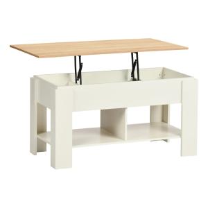 Console blanche avec plateau relevable bois avec rangements