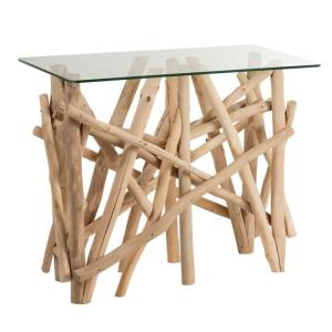 Console bohème en verre et bois BOHEMIANE naturel 97x45,5x7…