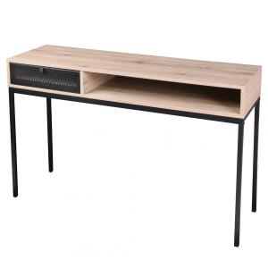 Console bois grillage métal noir