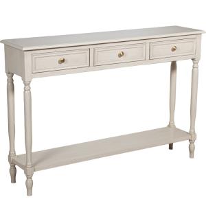Console classique en bois blanc 3 tiroirs 120x28x81cm