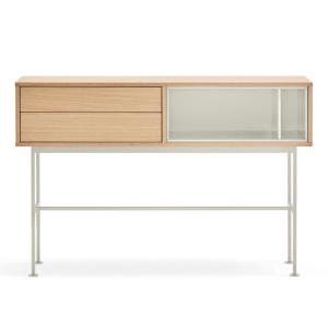 Console contemporaine 2 tiroirs en bois beige