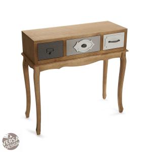 Console d'entrée avec 3 tiroirs en bois de pin brun