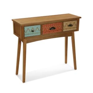 Console d'entrée avec 3 tiroirs en bois de pin multicolore