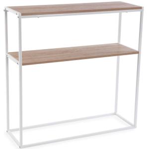 Console d'entrée effet bois et métal blanc 90x30x90cm
