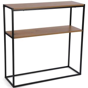 Console d'entrée effet bois et métal noir 90x30x90cm