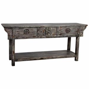 Console d'entrée en manguier style oriental, gris foncé, 18…