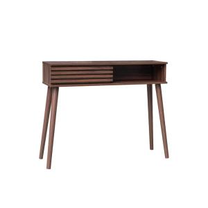 Console décor bois noyer avec porte coulissante