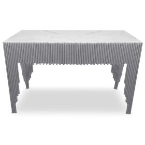 Console design marbre blanc pieds argent