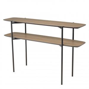 Console double plateau 120x33cm pieds métal noir