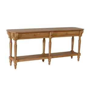 Console double style shabby chic, plateau en chêne, 2 tiroi…