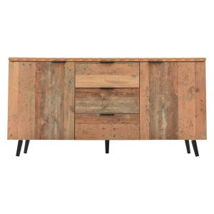 Console en bois avec 3 tiroirs industriel
