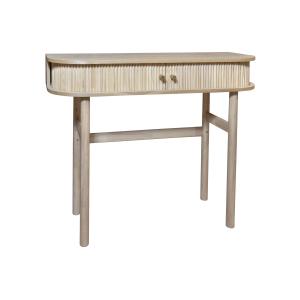 Console en bois clair avec portes coulissantes