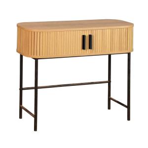 Console en bois et métal à lamelles