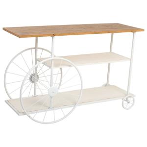Console en bois et métal laqué blanc avec 2 étagères 120x42…