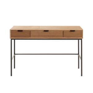 Console en bois  et métal noir avec 3 tiroirs