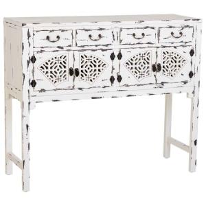 Console en bois laqué blanc avec 4 tiroirs et 4 portes 120x…