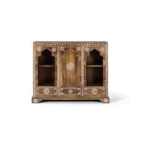 Console en bois manguier avec teinte naturelle et blanche
