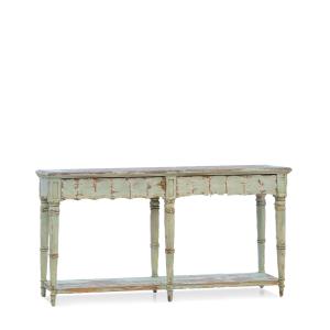 Console en bois vert vieilli L 180 cm