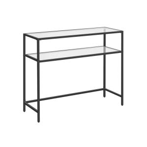Console en métal avec 2 tablettes en verre L90 cm - Noir