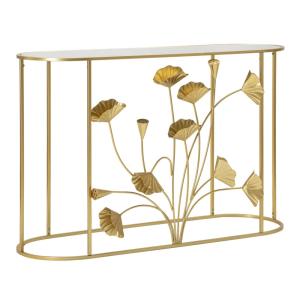 Console en métal doré et plateau en verre miroir 20x40x80 c…