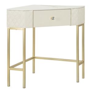 Console en métal doré et simili cuir crème cm 84,5x60x77