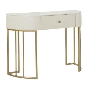 Console en métal doré et simili cuir matelassé crème cm 100…