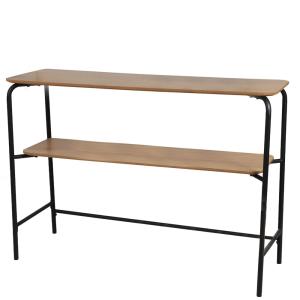 Console en métal noir et 2 plateaux en bois - 110x35x78cm
