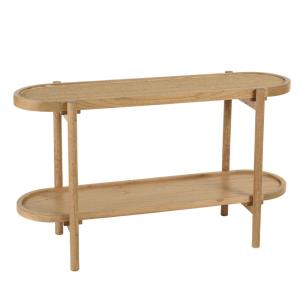 Console en mindi avec tablette supérieure en rotin naturel