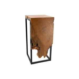 Console en teck et métal -  sellette carrée