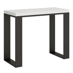 Console extensible 90x40/300 cm effet bois frêne blanc