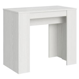 Console extensible 90x48/204 cm effet bois frêne blanc