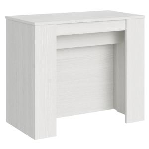 Console extensible 90x48/296 cm effet bois frêne blanc