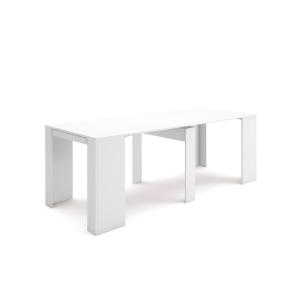 Console extensible effet bois blanc 90x58x77cm