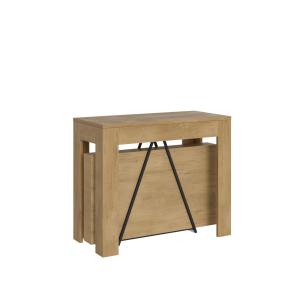 Console extensible effet bois chêne nature 90x42/302 cm