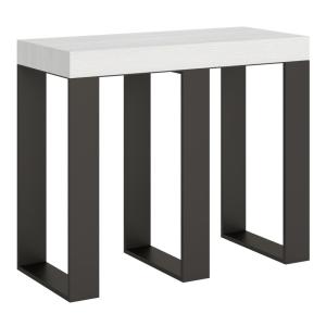 Console extensible effet bois frêne blanc 90x40/196 cm