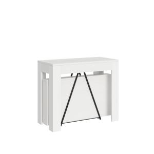 Console extensible effet bois frêne blanc 90x42/302 cm