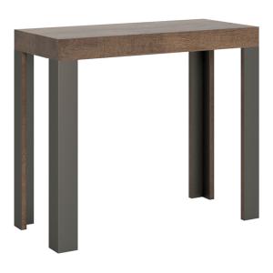 Console extensible effet bois noyer 90x40/196 cm