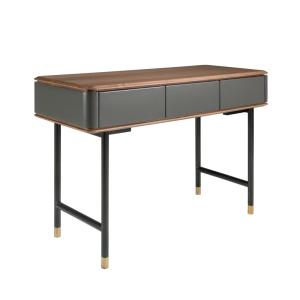 Console moderne en noyer avec acier noir et 3 tiroirs