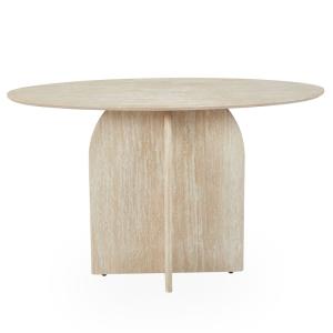 Console moderne ovale 120cm effet travertin beige